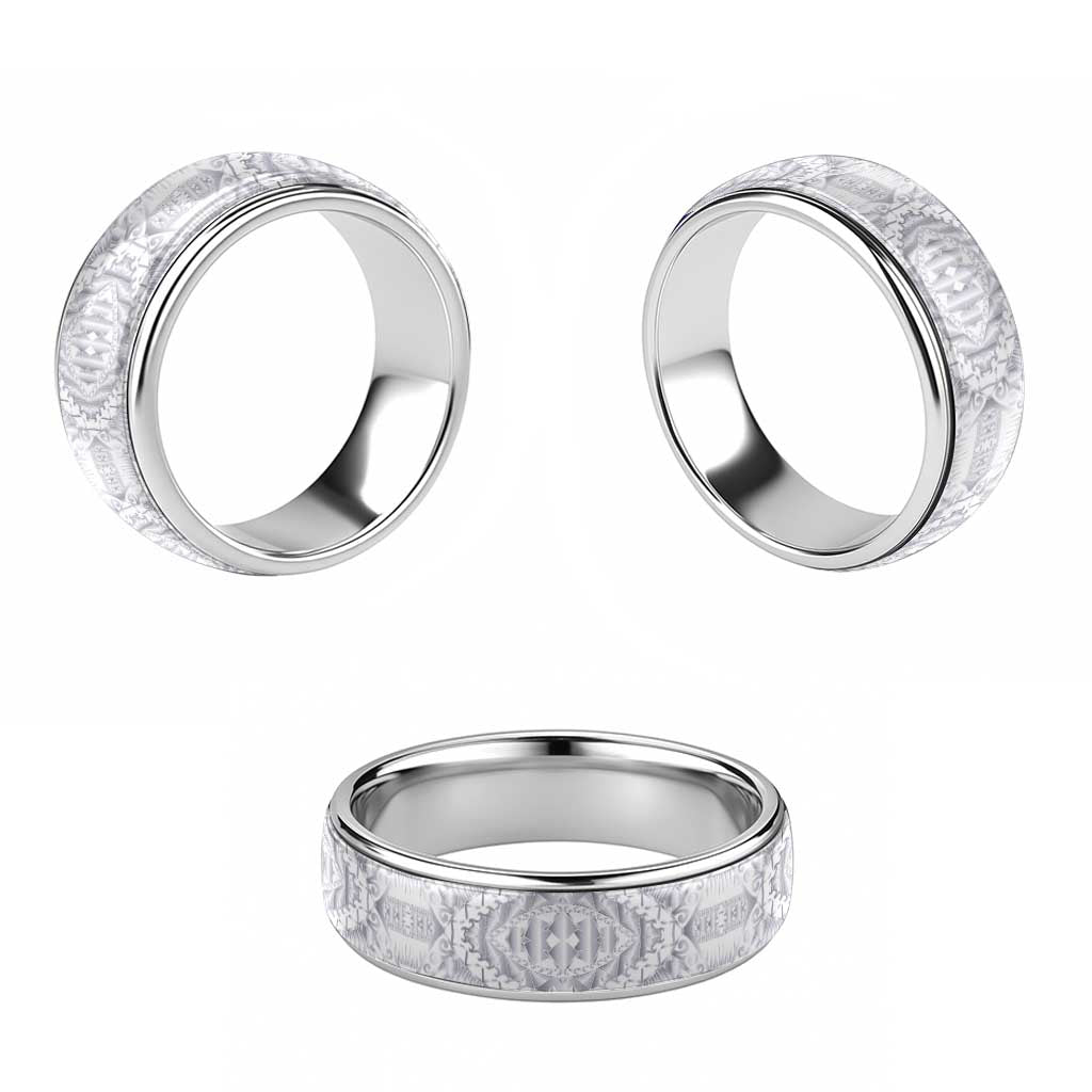 Traditional Samoa Maori Ornament Style White Color Classic Ring - Polynesian Pride