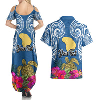 Custom Hawaii Lanai Island Couples Matching Summer Maxi Dress and Hawaiian Shirt Hibiscus Turle and Map with Polynesian Spiral LT03 - Polynesian Pride