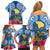 Custom Hawaii Lanai Island Family Matching Off Shoulder Short Dress and Hawaiian Shirt Hibiscus Turle and Map with Polynesian Spiral LT03 - Polynesian Pride