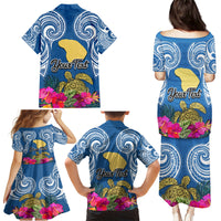 Custom Hawaii Lanai Island Family Matching Puletasi Dress and Hawaiian Shirt Hibiscus Turle and Map with Polynesian Spiral LT03 - Polynesian Pride
