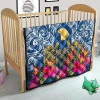 Custom Hawaii Lanai Island Quilt Hibiscus Turle and Map with Polynesian Spiral LT03 - Polynesian Pride