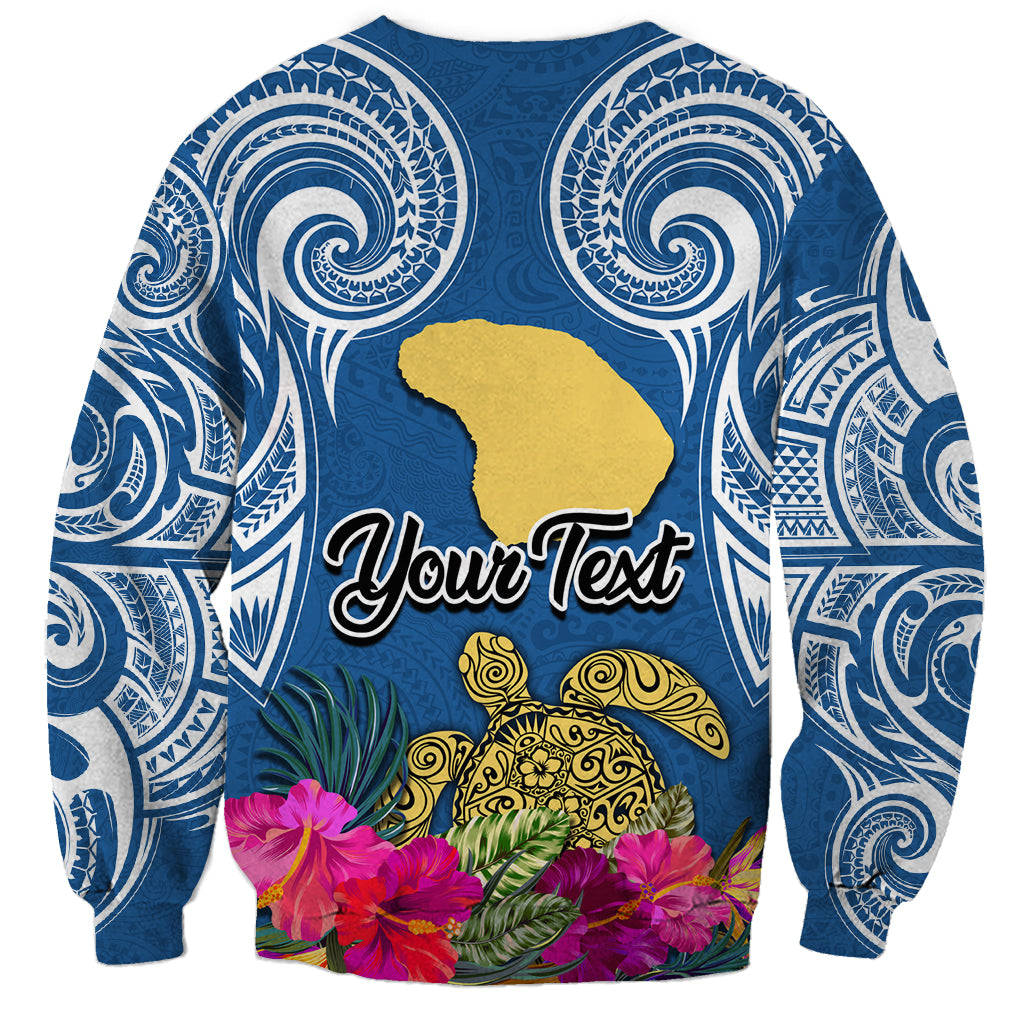 Custom Hawaii Lanai Island Sweatshirt Hibiscus Turle and Map with Polynesian Spiral LT03 - Polynesian Pride