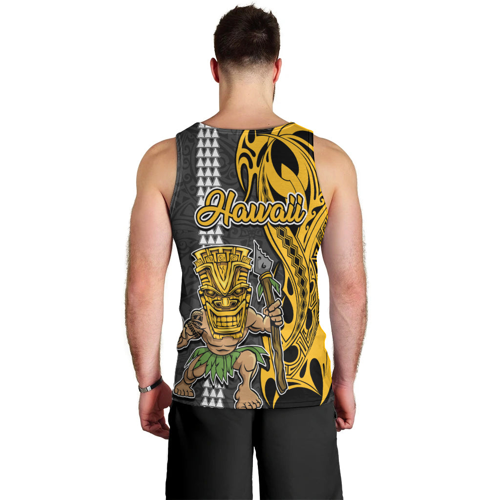 Hawaii Lanai Island Men Tank Top Hawaiian Warrior and Kakau Symbols Abstract Tattoo LT03 - Polynesian Pride