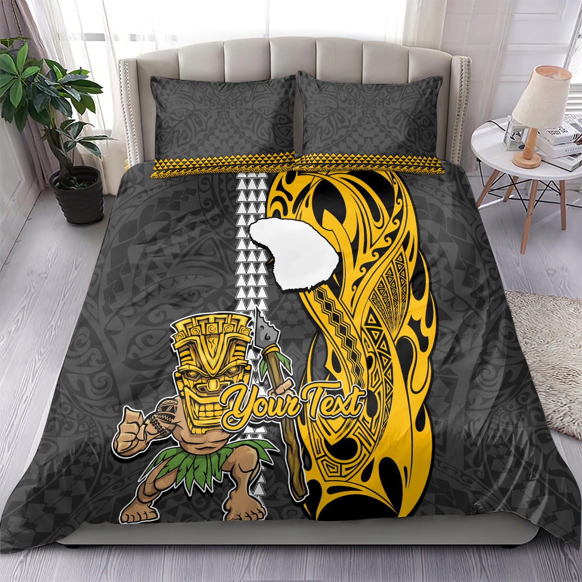 Custom Hawaii Lanai Island Bedding Set Hawaiian Warrior and Kakau Symbols Abstract Tattoo LT03 - Polynesian Pride