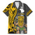 Custom Hawaii Lanai Island Family Matching Off Shoulder Long Sleeve Dress and Hawaiian Shirt Hawaiian Warrior and Kakau Symbols Abstract Tattoo LT03 Dad's Shirt - Short Sleeve Yellow - Polynesian Pride