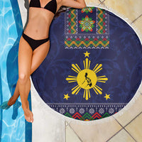 Philippines Merry Christmas Beach Blanket Maligayang Pasko with Parol and Xmas Pattern Barong Style LT03 - Polynesian Pride