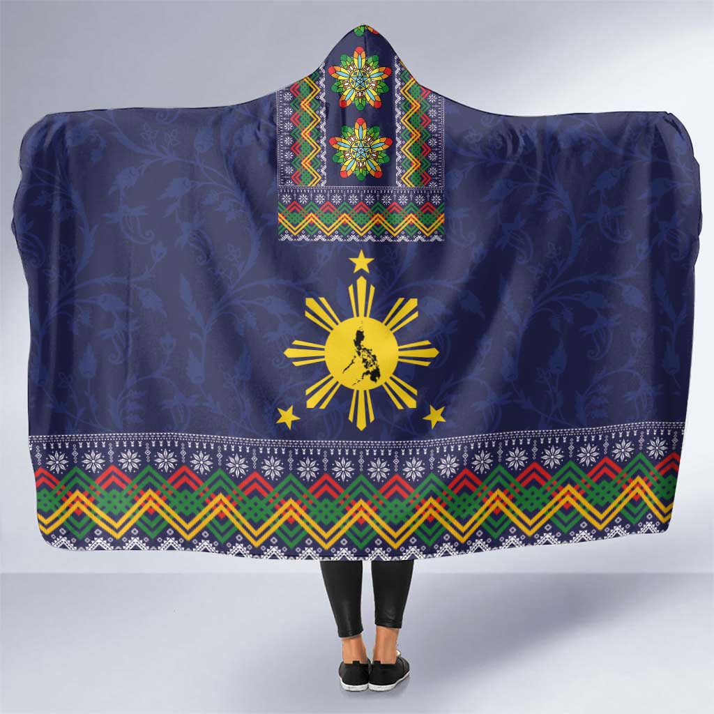 Philippines Merry Christmas Hooded Blanket Maligayang Pasko with Parol and Xmas Pattern Barong Style