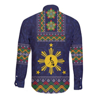 Philippines Merry Christmas Long Sleeve Button Shirt Maligayang Pasko with Parol and Xmas Pattern Barong Style LT03 - Polynesian Pride