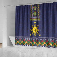 Philippines Merry Christmas Shower Curtain Maligayang Pasko with Parol and Xmas Pattern Barong Style