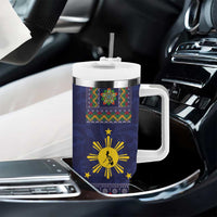 Philippines Merry Christmas Tumbler With Handle Maligayang Pasko with Parol and Xmas Pattern Barong Style