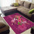 Hawaiian Turtle Love Couple Area Rug - Sweet Hibiscus and Kakau Pattern Rose Color