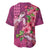 Hawaiian Turtle Love Couple Baseball Jersey - Sweet Hibiscus and Kakau Pattern Rose Color