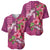 Hawaiian Turtle Love Couple Baseball Jersey - Sweet Hibiscus and Kakau Pattern Rose Color