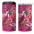 Hawaiian Turtle Love Couple 4 in 1 Can Cooler Tumbler Sweet Hibiscus and Kakau Pattern Rose Color