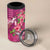 Hawaiian Turtle Love Couple 4 in 1 Can Cooler Tumbler Sweet Hibiscus and Kakau Pattern Rose Color