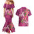 Hawaiian Turtle Love Couple Couples Matching Mermaid Dress and Hawaiian Shirt - Sweet Hibiscus and Kakau Pattern Rose Color