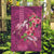 Hawaiian Turtle Love Couple Garden Flag - Sweet Hibiscus and Kakau Pattern Rose Color