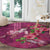 Hawaiian Turtle Love Couple Round Carpet - Sweet Hibiscus and Kakau Pattern Rose Color