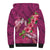 Hawaiian Turtle Love Couple Sherpa Hoodie - Sweet Hibiscus and Kakau Pattern Rose Color