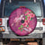 Hawaiian Turtle Love Couple Spare Tire Cover - Sweet Hibiscus and Kakau Pattern Rose Color