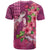 Hawaiian Turtle Love Couple T Shirt - Sweet Hibiscus and Kakau Pattern Rose Color