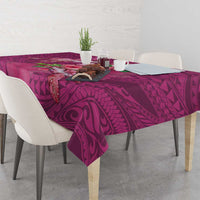 Hawaiian Turtle Love Couple Tablecloth - Sweet Hibiscus and Kakau Pattern Rose Color