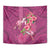 Hawaiian Turtle Love Couple Tapestry - Sweet Hibiscus and Kakau Pattern Rose Color