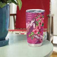 Hawaiian Turtle Love Couple Tumbler Cup Sweet Hibiscus and Kakau Pattern Rose Color