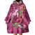 Hawaiian Turtle Love Couple Wearable Blanket Hoodie - Sweet Hibiscus and Kakau Pattern Rose Color