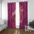 Hawaiian Turtle Love Couple Window Curtain - Sweet Hibiscus and Kakau Pattern Rose Color