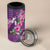 Hawaiian Turtle Love Couple 4 in 1 Can Cooler Tumbler Sweet Hibiscus and Kakau Pattern Deep Purple Color