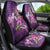 Hawaiian Turtle Love Couple Car Seat Cover - Sweet Hibiscus and Kakau Pattern Deep Purple Color