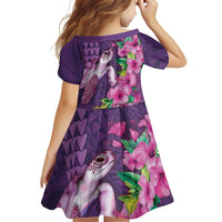 Hawaiian Turtle Love Couple Family Matching Puletasi and Hawaiian Shirt - Sweet Hibiscus and Kakau Pattern Deep Purple Color LT03 - Polynesian Pride