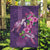 Hawaiian Turtle Love Couple Garden Flag - Sweet Hibiscus and Kakau Pattern Deep Purple Color