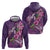 Hawaiian Turtle Love Couple Hoodie - Sweet Hibiscus and Kakau Pattern Deep Purple Color