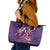 Hawaiian Turtle Love Couple Leather Tote Bag - Sweet Hibiscus and Kakau Pattern Deep Purple Color