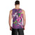 Hawaiian Turtle Love Couple Men Tank Top - Sweet Hibiscus and Kakau Pattern Deep Purple Color