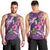 Hawaiian Turtle Love Couple Men Tank Top - Sweet Hibiscus and Kakau Pattern Deep Purple Color