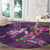 Hawaiian Turtle Love Couple Round Carpet - Sweet Hibiscus and Kakau Pattern Deep Purple Color