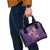 Hawaiian Turtle Love Couple Shoulder Handbag - Sweet Hibiscus and Kakau Pattern Deep Purple Color