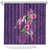 Hawaiian Turtle Love Couple Shower Curtain - Sweet Hibiscus and Kakau Pattern Deep Purple Color