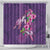 Hawaiian Turtle Love Couple Shower Curtain - Sweet Hibiscus and Kakau Pattern Deep Purple Color