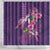 Hawaiian Turtle Love Couple Shower Curtain - Sweet Hibiscus and Kakau Pattern Deep Purple Color