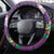 Hawaiian Turtle Love Couple Steering Wheel Cover - Sweet Hibiscus and Kakau Pattern Deep Purple Color