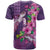 Hawaiian Turtle Love Couple T Shirt - Sweet Hibiscus and Kakau Pattern Deep Purple Color