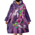 Hawaiian Turtle Love Couple Wearable Blanket Hoodie - Sweet Hibiscus and Kakau Pattern Deep Purple Color