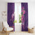 Hawaiian Turtle Love Couple Window Curtain - Sweet Hibiscus and Kakau Pattern Deep Purple Color