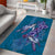 Hawaiian Turtle Love Couple Area Rug - Sweet Hibiscus and Kakau Pattern Sapphire Color