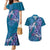 Hawaiian Turtle Love Couple Couples Matching Mermaid Dress and Hawaiian Shirt - Sweet Hibiscus and Kakau Pattern Sapphire Color