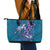 Hawaiian Turtle Love Couple Leather Tote Bag - Sweet Hibiscus and Kakau Pattern Sapphire Color